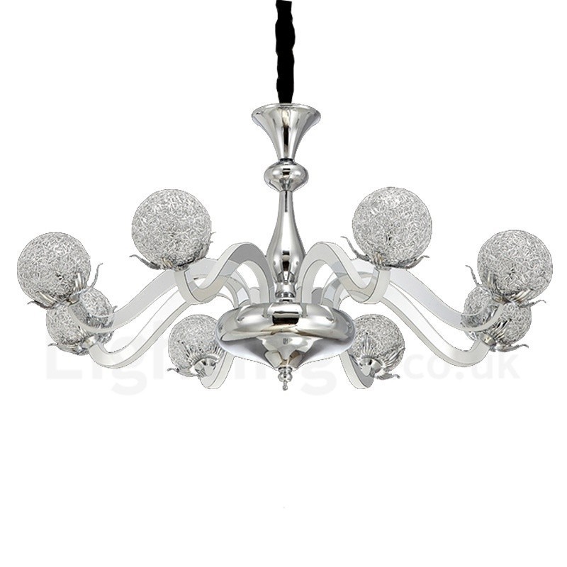 Lampadario moderno contemporaneo dimmerabile a 8 luci in acciaio con paralume in lega di alluminio