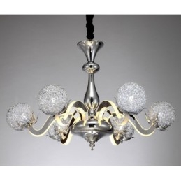 Lampadario contemporaneo dimmerabile a 6 luci in acciaio con paralume in lega di alluminio