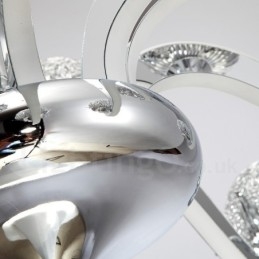 Lampadario contemporaneo dimmerabile a 6 luci in acciaio con paralume in lega di alluminio