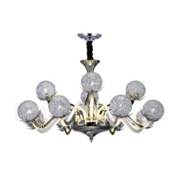 Lampadario contemporaneo dimmerabile a 12 luci in acciaio e lega di alluminio Ø80 cm H46 cm