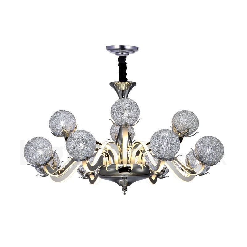Lampadario contemporaneo dimmerabile a 12 luci in acciaio e lega di alluminio Ø80 cm H46 cm