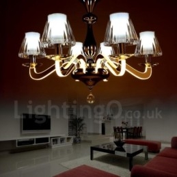 Lampadario contemporaneo dimmerabile a 6 luci in acciaio e vetro Ø 60 cm H 46 cm