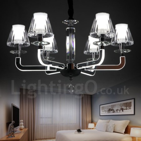 Lampadario moderno contemporaneo dimmerabile a 6 luci con paralume in vetro, Ø 60 cm H 35 cm
