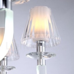 Lampadario moderno contemporaneo dimmerabile a 6 luci con paralume in vetro, Ø 60 cm H 35 cm