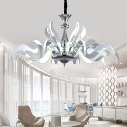 Lampadario LED moderno contemporaneo dimmerabile in acciaio 15 luci con paralume in acrilico