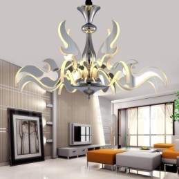 Lampadario moderno contemporaneo dimmerabile in acciaio 12 luci paralume in acrilico Ø 80 cm H 46 cm