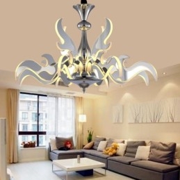Lampadario moderno contemporaneo dimmerabile in acciaio 12 luci paralume in acrilico Ø 80 cm H 46 cm
