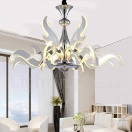 Lampadario moderno contemporaneo dimmerabile in acciaio 12 luci paralume in acrilico Ø 80 cm H 46 cm