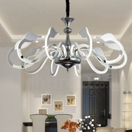 Lampadario contemporaneo dimmerabile in acciaio 10 luci con paralume in acrilico