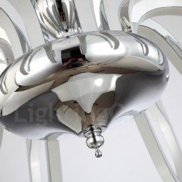 Lampadario contemporaneo dimmerabile in acciaio 10 luci con paralume in acrilico