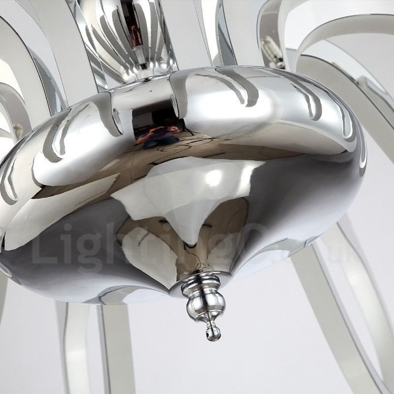 Lampadario contemporaneo dimmerabile in acciaio 10 luci con paralume in acrilico