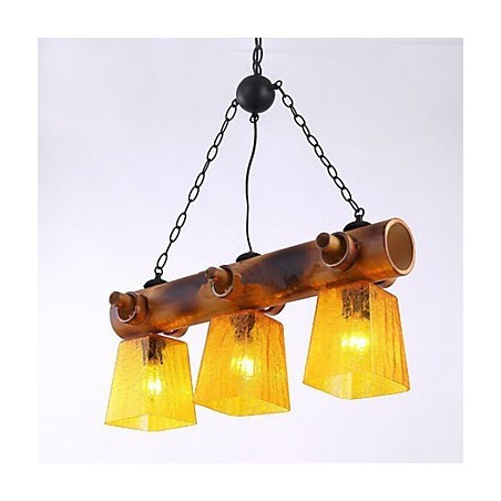 Lampadario lineare in bambù country mediterraneo americano