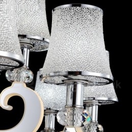 Lampadario moderno contemporaneo dimmerabile 8 luci in acciaio e vetro Ø 80 cm H 46 cm