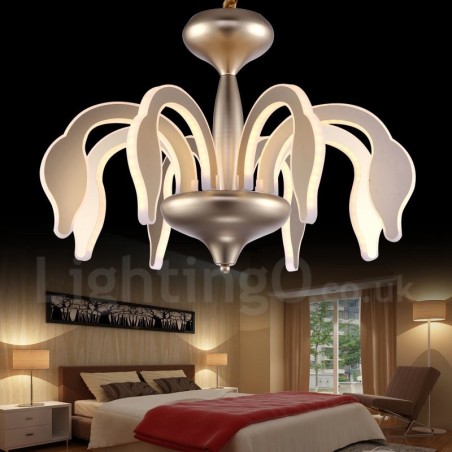 Lampadario moderno contemporaneo dimmerabile a 8 luci in acciaio e acrilico