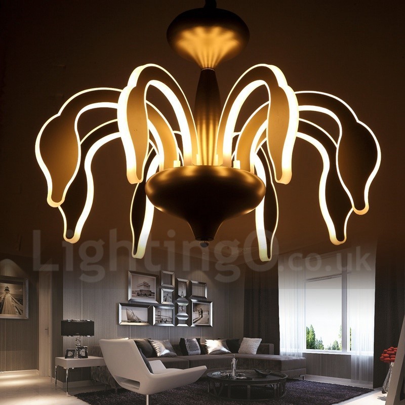Lampadario moderno contemporaneo dimmerabile a 8 luci in acciaio e acrilico