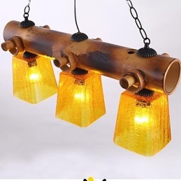 Lampadario lineare in bambù country mediterraneo americano