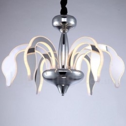 Lampadario moderno contemporaneo dimmerabile a 6 luci in acciaio e acrilico, Ø 60 cm H 38 cm