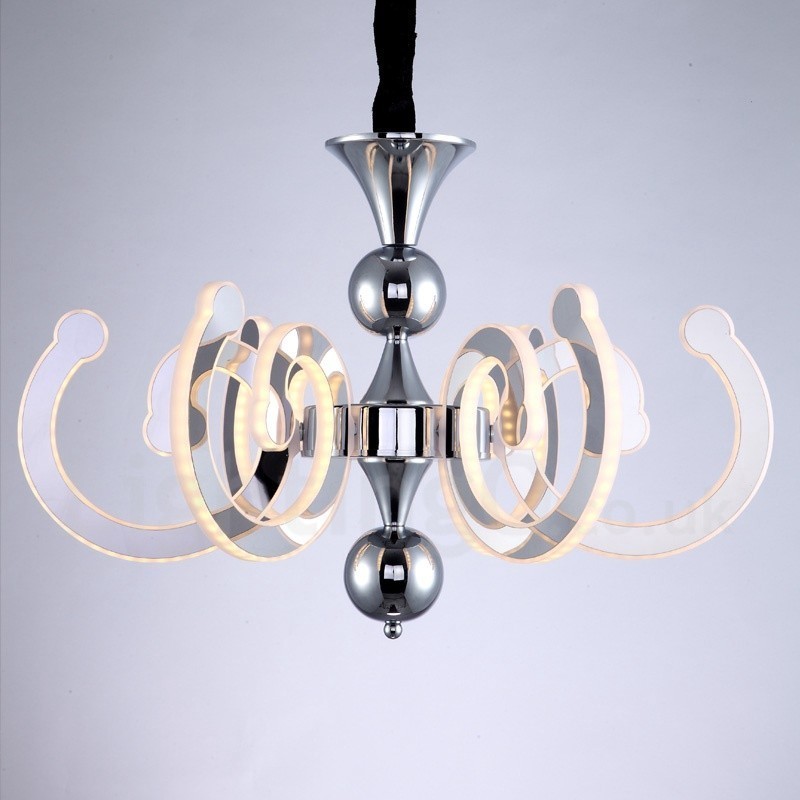 Lampadario contemporaneo dimmerabile a 6 luci in acciaio con paralume in acrilico