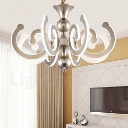 Lampadario moderno contemporaneo dimmerabile 8 luci in acciaio con paralume in acrilico