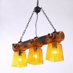 Lampadario lineare in bambù country mediterraneo americano