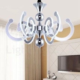 Lampadario moderno contemporaneo dimmerabile 8 luci in acciaio con paralume in acrilico
