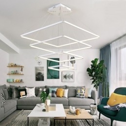 Lampada a sospensione contemporanea a 4 luci in lega di alluminio con paralume in acrilico