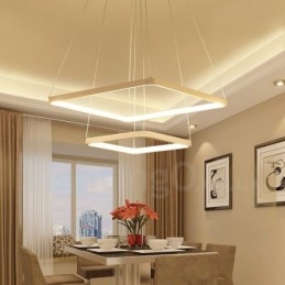 Lampada a sospensione contemporanea 2 luci in lega di alluminio e acrilico, diametri 50 cm e 30 cm