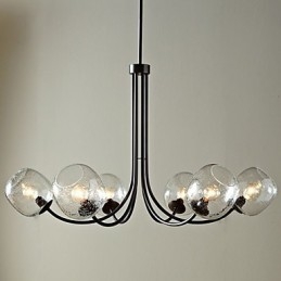 Lampadario tradizionale a 6 luci con paralume in vetro trasparente a bolle
