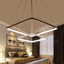 Lampada a sospensione contemporanea 2 luci in lega di alluminio e acrilico, diametri 50 cm e 30 cm