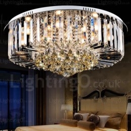 Lampadario da soffitto moderno contemporaneo 6 luci con paralume in cristallo