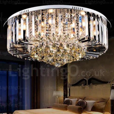 Lampadario da soffitto moderno contemporaneo 6 luci con paralume in cristallo