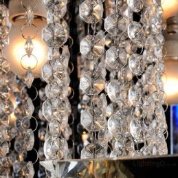 Lampadario da soffitto moderno contemporaneo 6 luci con paralume in cristallo