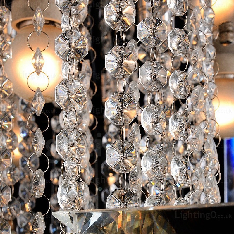 Lampadario da soffitto moderno contemporaneo 6 luci con paralume in cristallo