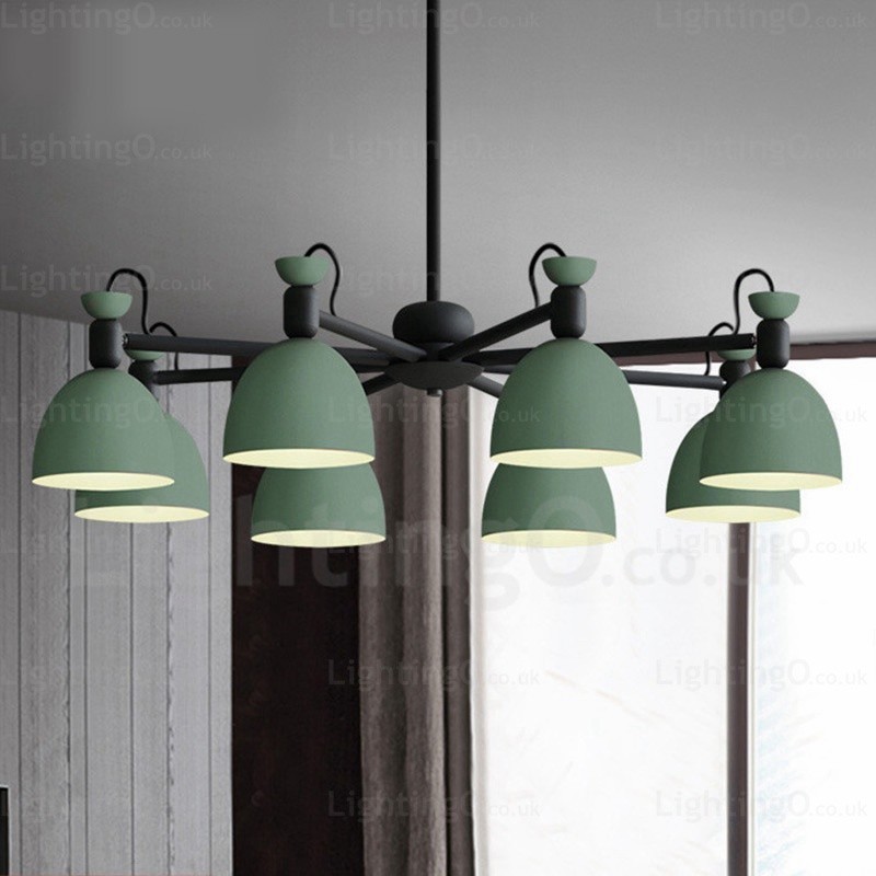 Lampadario nordico 8 luci con paralume in lega di alluminio E27, Ø 98 cm