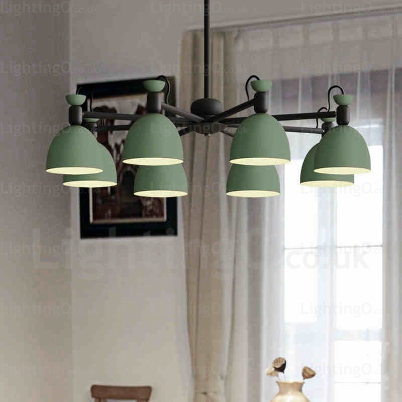 Lampadario nordico 8 luci con paralume in lega di alluminio E27, Ø 98 cm