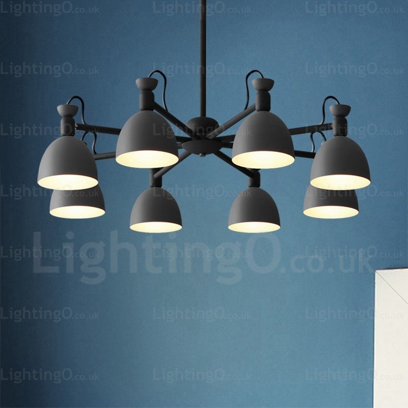 Lampadario nordico 8 luci con paralume in lega di alluminio E27, Ø 98 cm