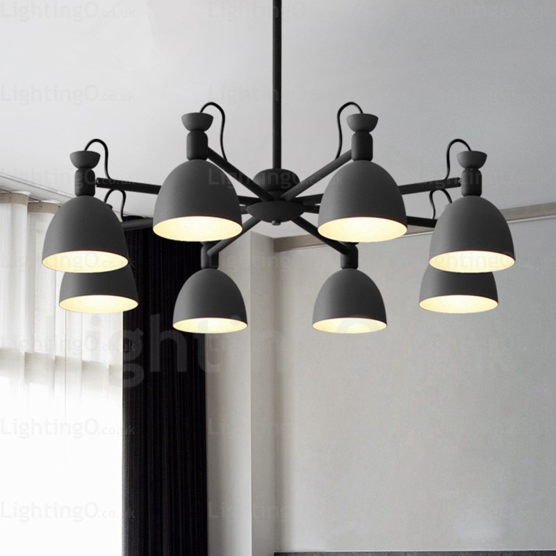 Lampadario nordico 8 luci con paralume in lega di alluminio E27, Ø 98 cm