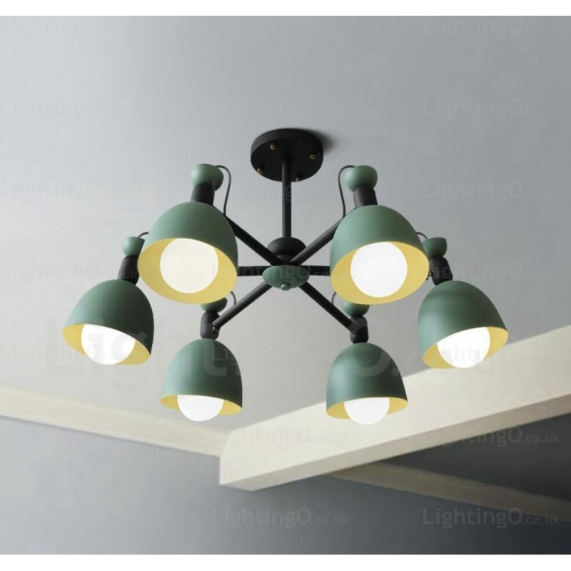 Lampadario nordico a 6 luci con paralume in lega di alluminio E27