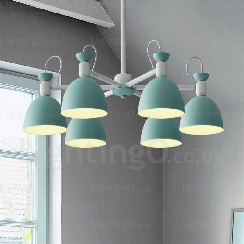 Lampadario nordico a 6 luci con paralume in lega di alluminio E27