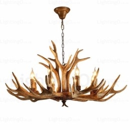 Lampadario moderno nordico country-rustico a 8 luci E14 in resina Ø 102 cm H 50 cm