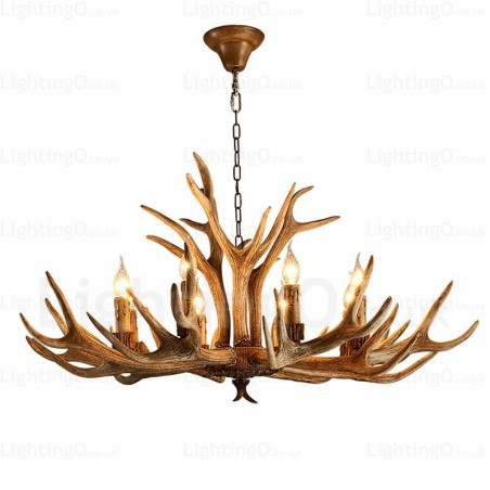 Lampadario moderno nordico country-rustico a 8 luci E14 in resina Ø 102 cm H 50 cm
