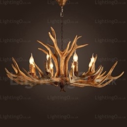 Lampadario moderno nordico country-rustico a 8 luci E14 in resina Ø 102 cm H 50 cm