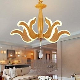 Lampadario rustico classico in acrilico marrone con luce LED integrata