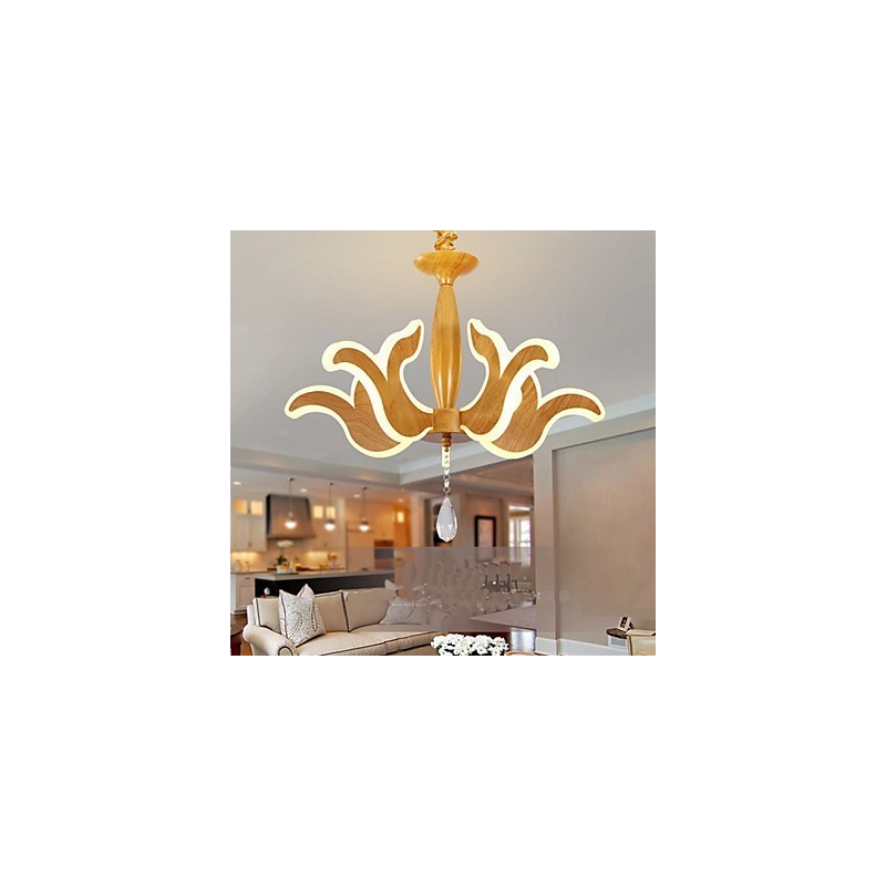 Lampadario rustico classico in acrilico marrone con luce LED integrata