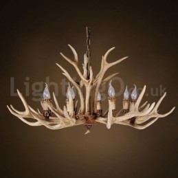 Lampadario moderno nordico country-rustico a 8 luci E14 in resina Ø 102 cm H 50 cm