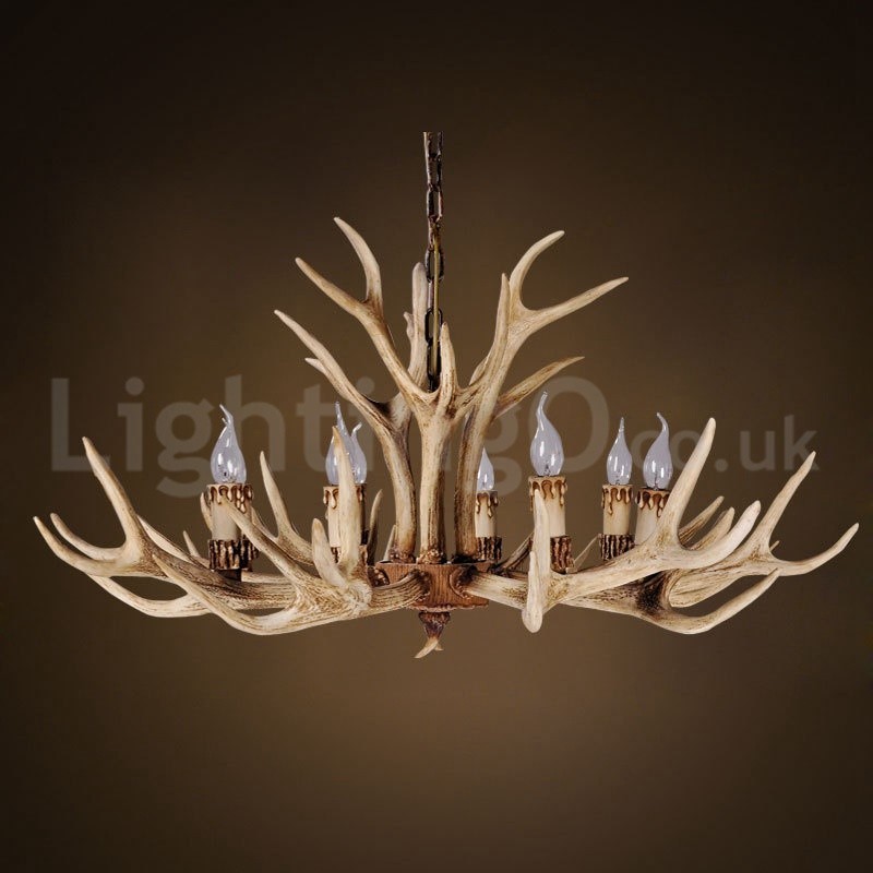 Lampadario moderno nordico country-rustico a 8 luci E14 in resina Ø 102 cm H 50 cm
