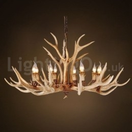 Lampadario moderno nordico country-rustico a 8 luci E14 in resina Ø 102 cm H 50 cm