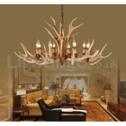Lampadario moderno nordico country-rustico a 8 luci E14 in resina Ø 102 cm H 50 cm