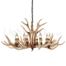 Lampadario moderno nordico country-rustico a 8 luci E14 in resina Ø 102 cm H 50 cm