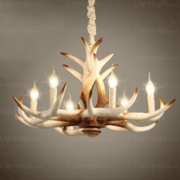 Lampadario vintage retrò a 6 luci E14 in resina Ø 70 cm H 40 cm